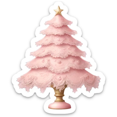 vintage rococo light pink christmas tree with lace and frills sticker