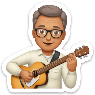 middle-aged man in glasses, musician, instrument, guitar, piano, violin, performance, music, playing, melody, talent, sound, notes, skilled, artist, creativity sticker