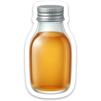 clear water syrup in glass bottle with a lid sticker