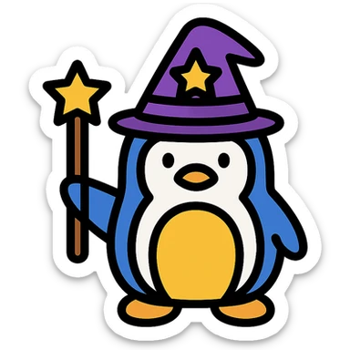 A penguin wizard sticker