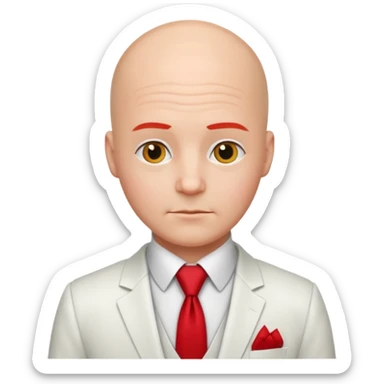 bald with red necktie, white suit sticker