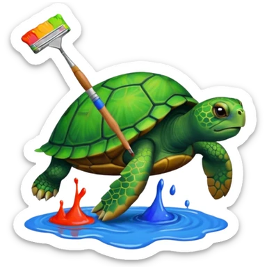 siyah rengi sevmeyen kaplumbağa ama kendisi siyah olduğu için kendini boyamaya çalışan kaplumbağa sticker