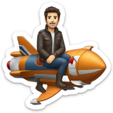 British yorkshire man dark brown hair straddling a rocket sticker