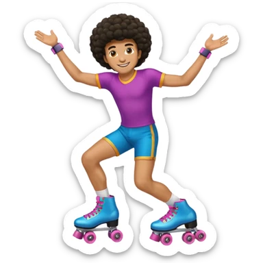 man afro hair disco clothe and roller skate sticker