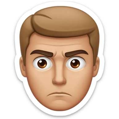 stern serious face with furrowed brow sticker