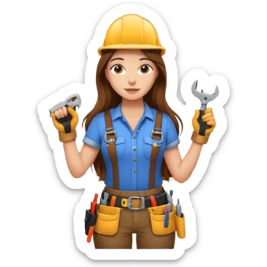 beautiful girl with long brown hair constructing new lounge room sticker