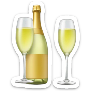 cava logo one big bottle and two same clinking glasses of white wine sticker