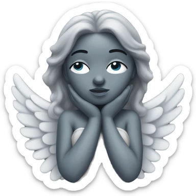 gray statue of angel with wings, a long dress, and gray skin. Her hands should be covering her eyes like she's crying. sticker