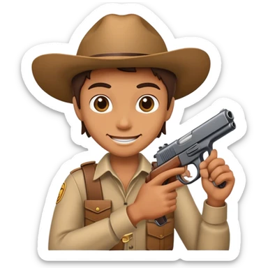 Smiling face with gun sticker