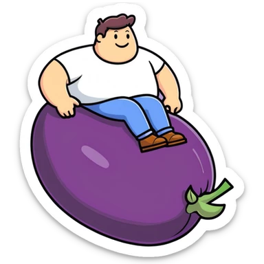 Fat guy riding a eggplant  sticker