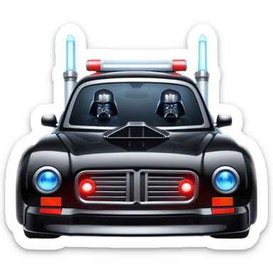 Haunted Darth Vader’s ice cube race car with light saber headlights sticker