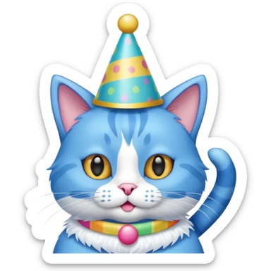 blue cat  with party hats sticker