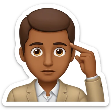 homme brun qui met son doigt sur sa tempe sticker