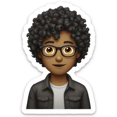 Curly hair boys with glasses sticker
