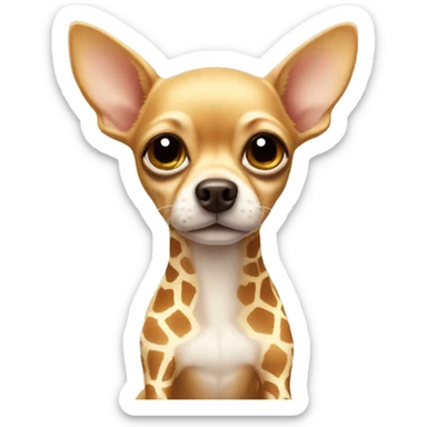 Tan chihuahua with a giraffe toy sticker