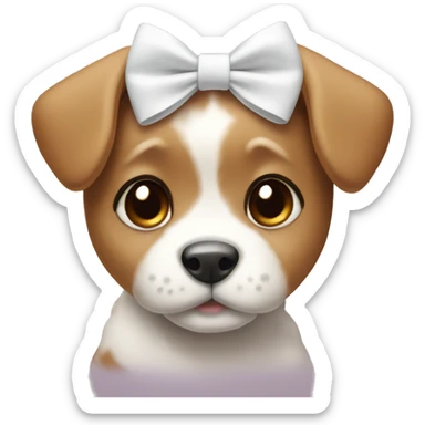 cutest puppy with white bow sticker