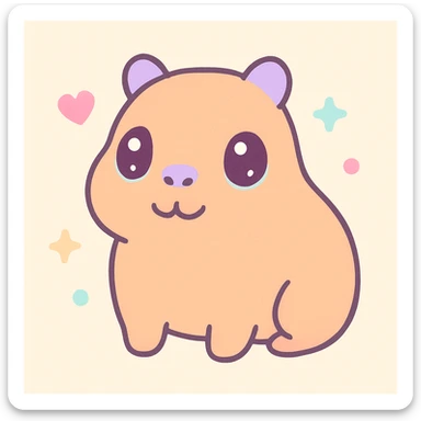 cute capybara, friendly and charming, kawaii style, simple and sweet sticker
