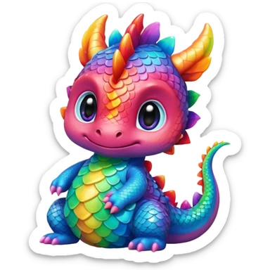 Rainbow cute baby Dragon Kawaii sticker