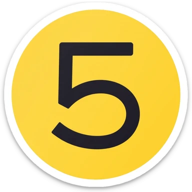 Number 5 on a yellow volumetric background sticker