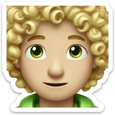 curly blond boy with green eyes and mousyache sticker