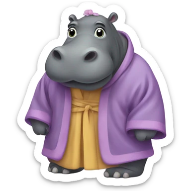 Hippo standing in a robe sticker