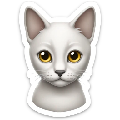 Create a cat whose body colour is white and whose face is grey. Like a Siamese cat.  sticker