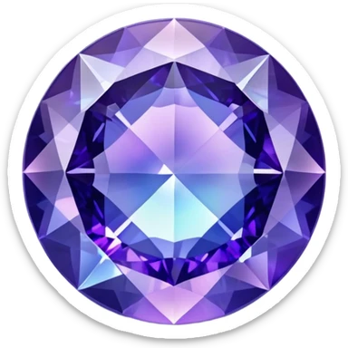 Round brilliant cut tanzanite gemstone with holographic iridescence showing blue and purple hues sticker