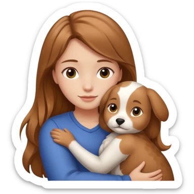 Chica castaña clara con su mascota sticker