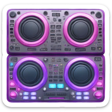 Realistic isolated DJ Sound control board with pink,blue,and purple sparkling diamonds and rhinestones on it. sticker