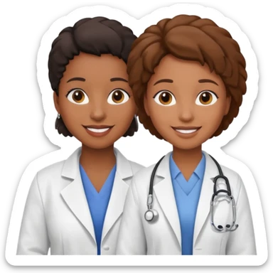 black female doctor and white technician sticker