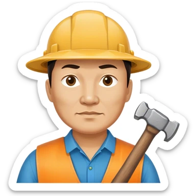 photorealistic kazakh worker middle age with 
hammer sticker