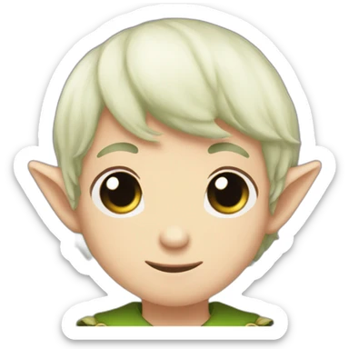 shy elf boy flower crown short dark hair dark eyes sticker