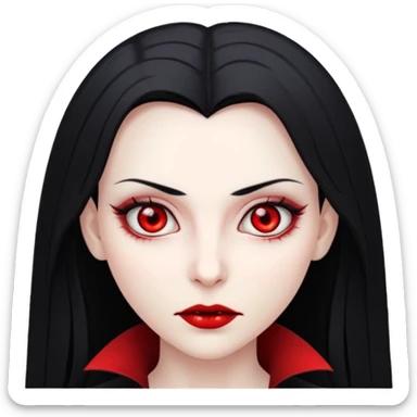 A woman vampire, pale skin, red eyes and black straight hair. sticker