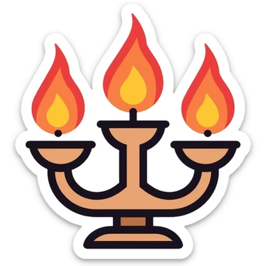 stylish three-candle holder with flames sticker