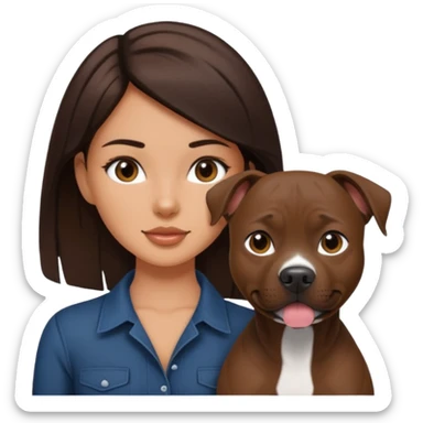 Brunette girl with black pitbull sticker