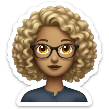 dirtyblond curly young woman with glasses sticker