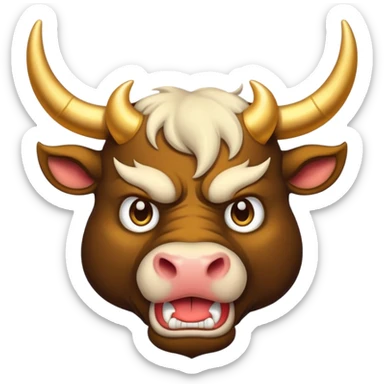angry winter New Year's with golden horns bull emoji sticker