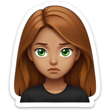 Girl with Green eyes Brown Long Hairs caramell Skin and a black Shirt she Looks annoying sticker