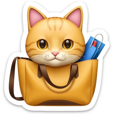 gatito con totebag sticker