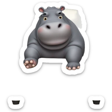 fat hippo as soccer player lying on the sofa sticker