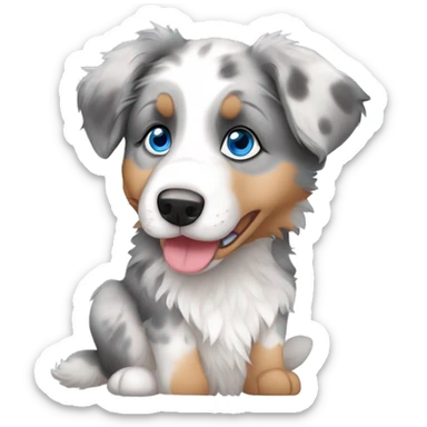 merle australian shepherd puppy with blue eyes sticker