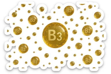 particella di vitamine b fluttuano in aria, iperrealistica 4k sticker