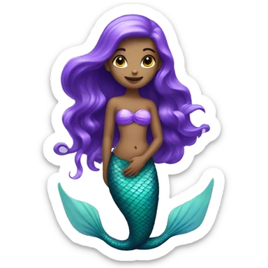 mermaid with purple tail pale sticker