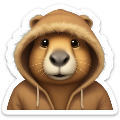 Capybara wearing a bear hoodie sticker