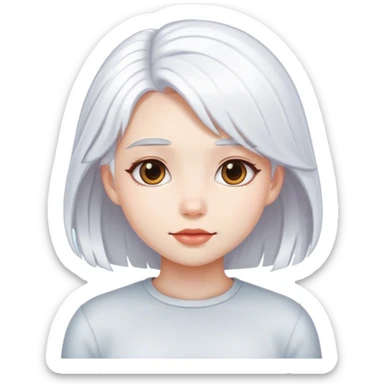 A cute girl wHo have a white hair sticker