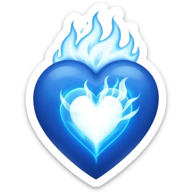 An electric blue heart with white fire sticker