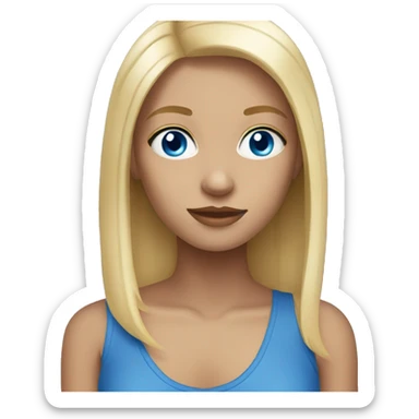 girl with blonde hair and blue eyes straight hair sticker