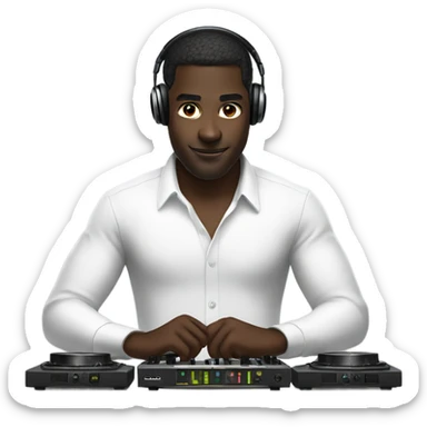 dark-skinned male in white shirt djing  sticker