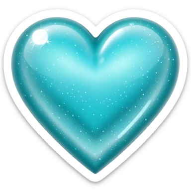 semi transparent gllitery turquoise heart sticker