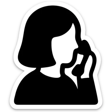 solid filled icon of a woman talking on the phone sticker